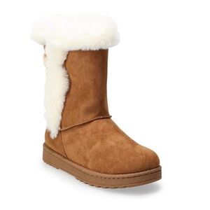 SO Kids Brown Boots with White Fur